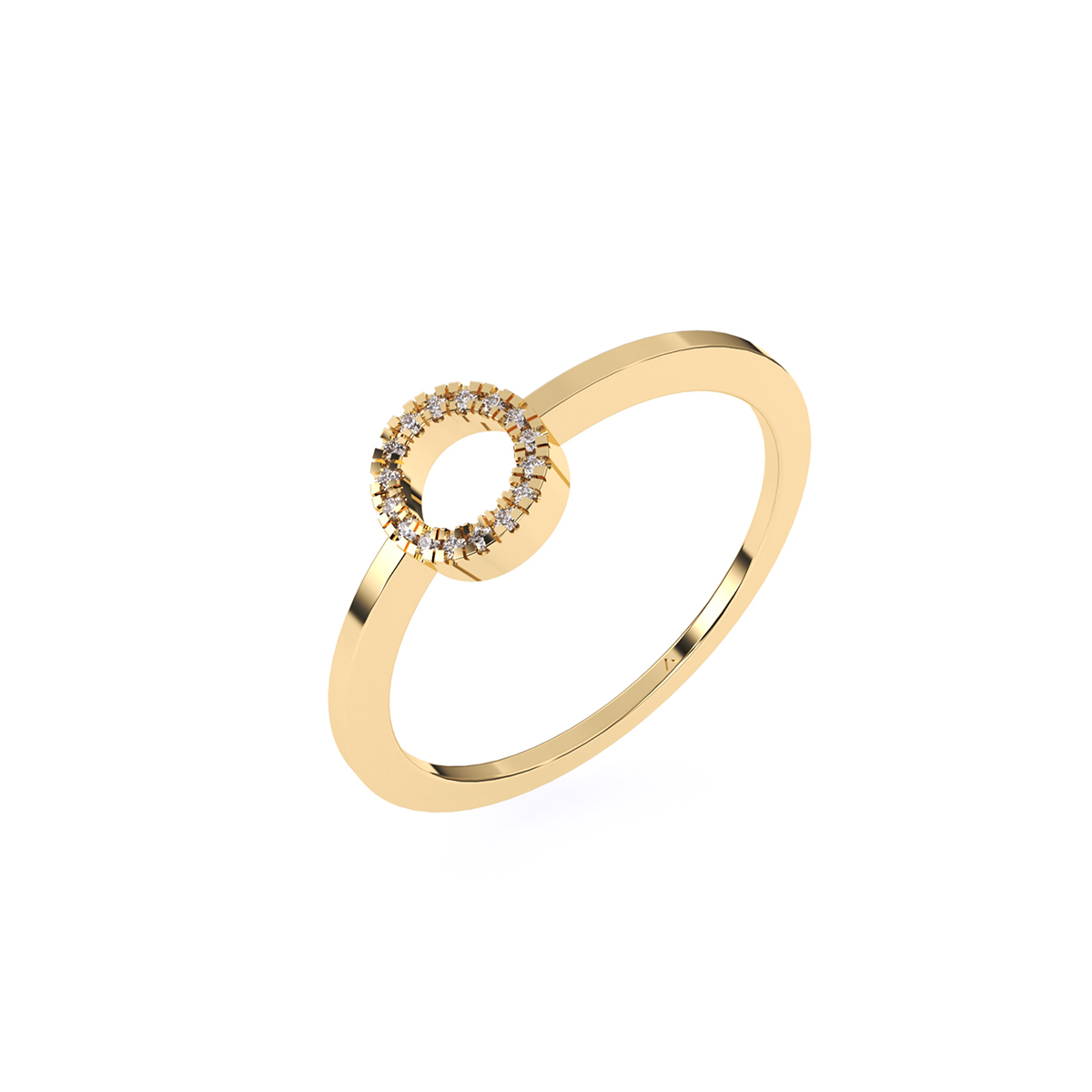 Unique Open Circle Round Diamond Ring
